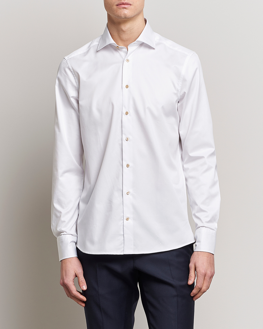 Herre | Stenströms | Stenströms | Fitted Body Contrast Cotton Shirt White