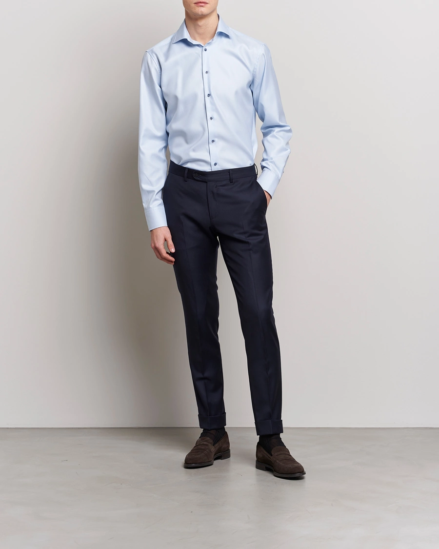 Herre | Formelle | Stenströms | Fitted Body Contrast Shirt Light Blue