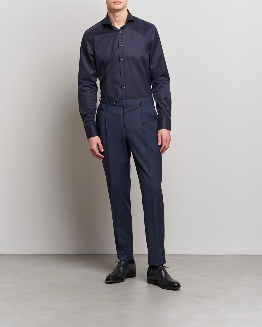 Herr |  | Stenströms | Slimline Extreme Cut Away Shirt Navy