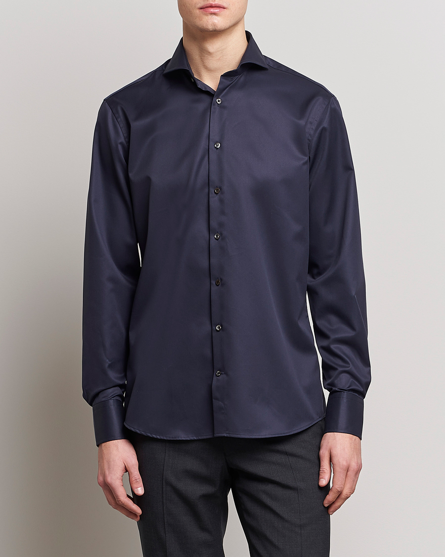 Herre |  | Stenströms | Fitted Body Extreme Cut Away Shirt Navy