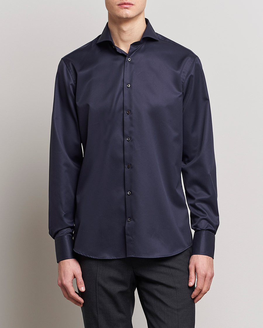 Herre | Afdelinger | Stenströms | Fitted Body Extreme Cut Away Shirt Navy