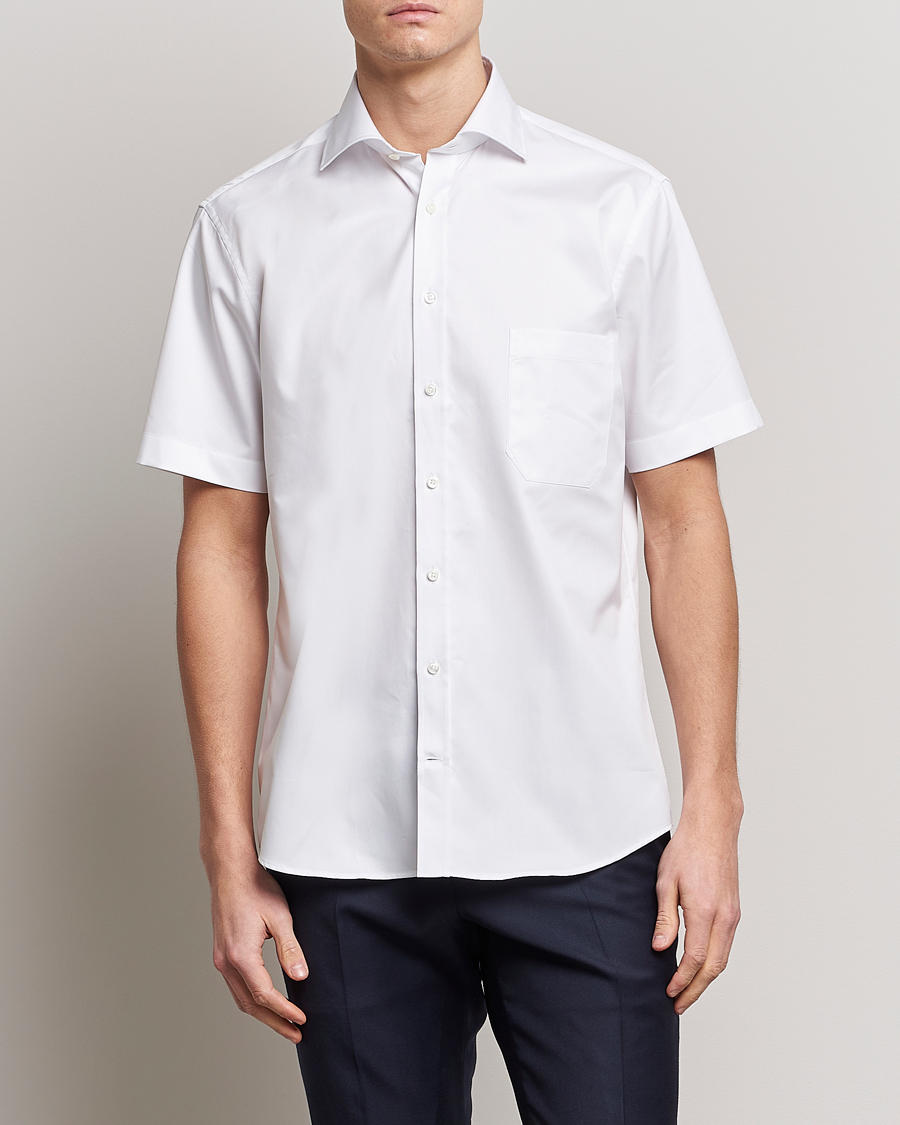 Herre | Skjorter | Stenströms | Fitted Body Short Sleeve Twill Shirt White