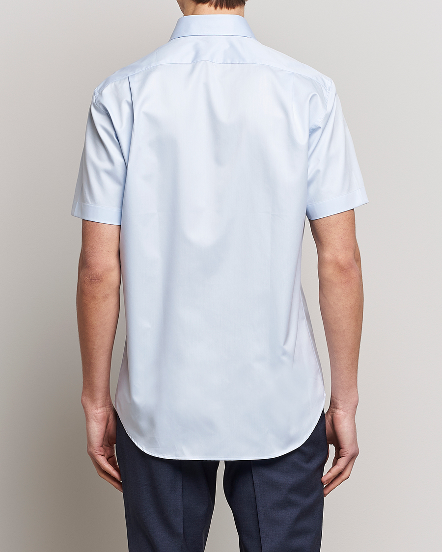 Herre | Skjorter | Stenströms | Fitted Body Short Sleeve Twill Shirt Light Blue