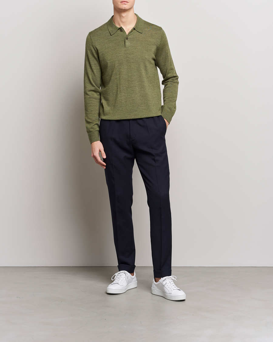 Herre | Trøjer | Morris | Merino Knitted Polo Olive
