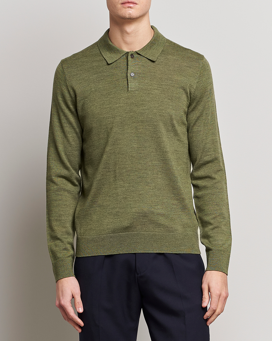 Herre | Strikkede polotrøjer | Morris | Merino Knitted Polo Olive