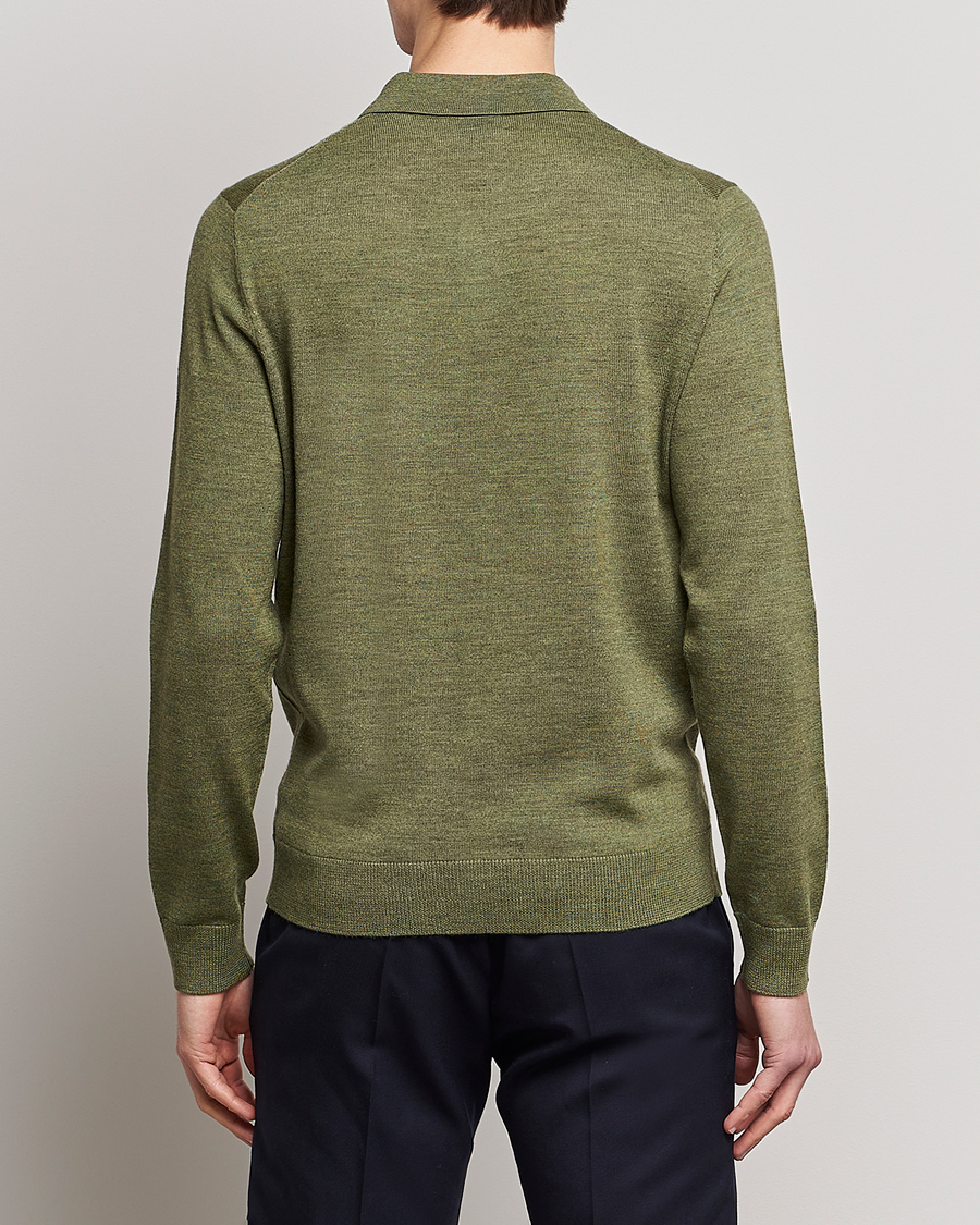 Herre | Trøjer | Morris | Merino Knitted Polo Olive