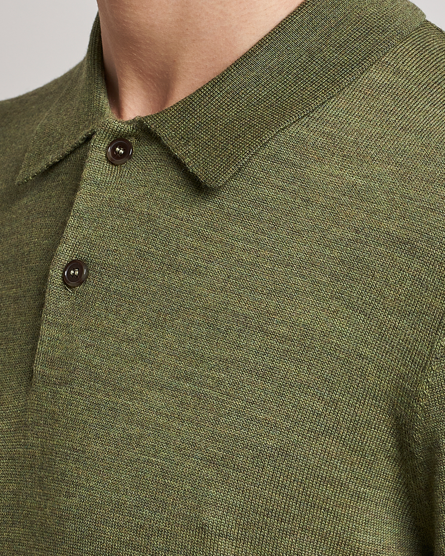 Herre | Trøjer | Morris | Merino Knitted Polo Olive