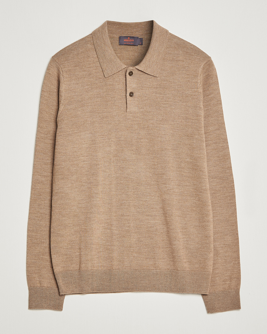 Herre | Trøjer | Morris | Merino Knitted Polo Khaki