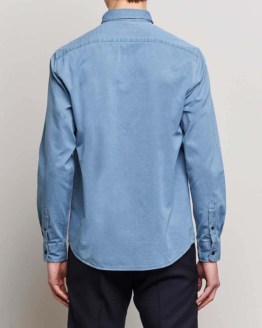 Herre | Skjorter | Sunspel | Cotton Twill Indigo Shirt Light Indigo