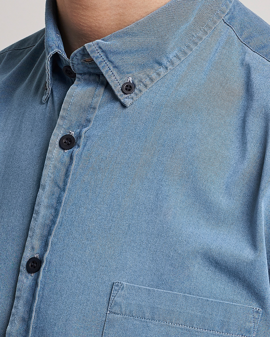 Herre | Skjorter | Sunspel | Cotton Twill Indigo Shirt Light Indigo