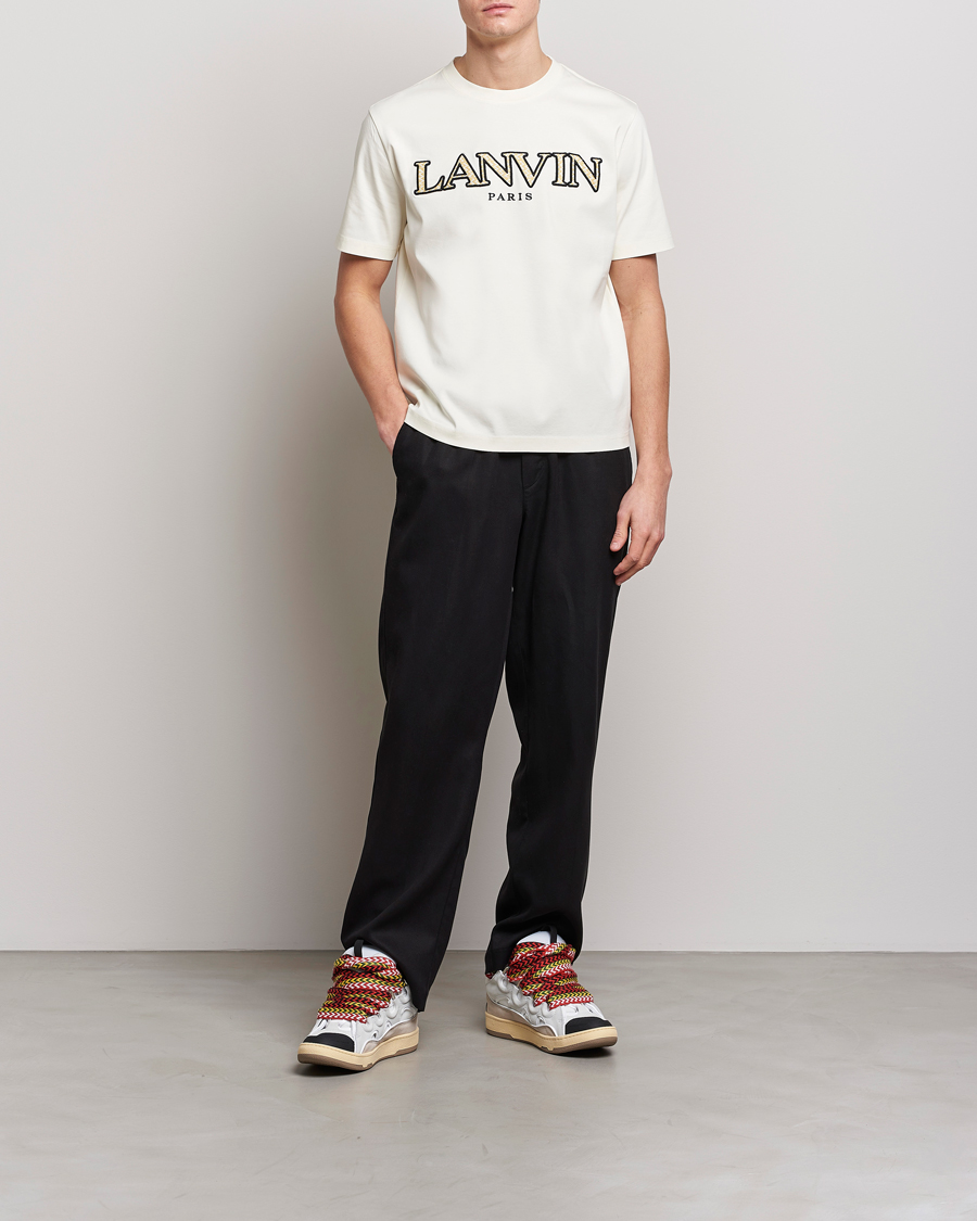 Herre | T-Shirts | Lanvin | Curb Embroidered Logo T-Shirt Milk