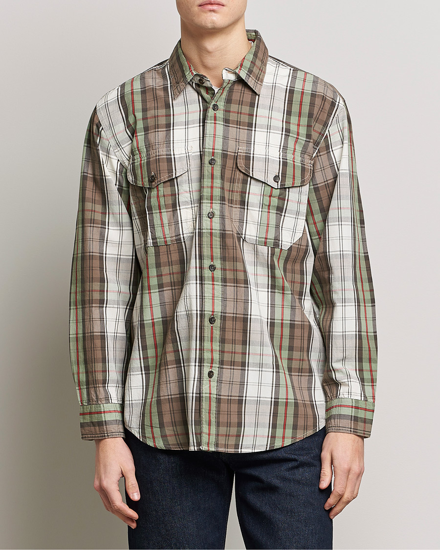 Herre | Skjorter | Filson | Washed Feather Cloth Shirt Sage/Olive Plaid