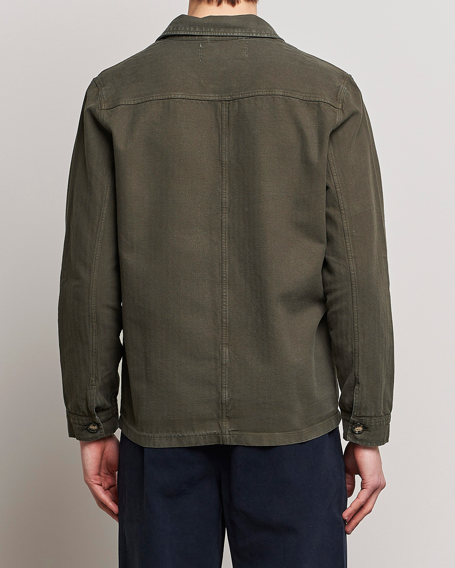 Herre | Skjorter | A Day's March | Original Herringbone Overshirt Regular Fit Olive