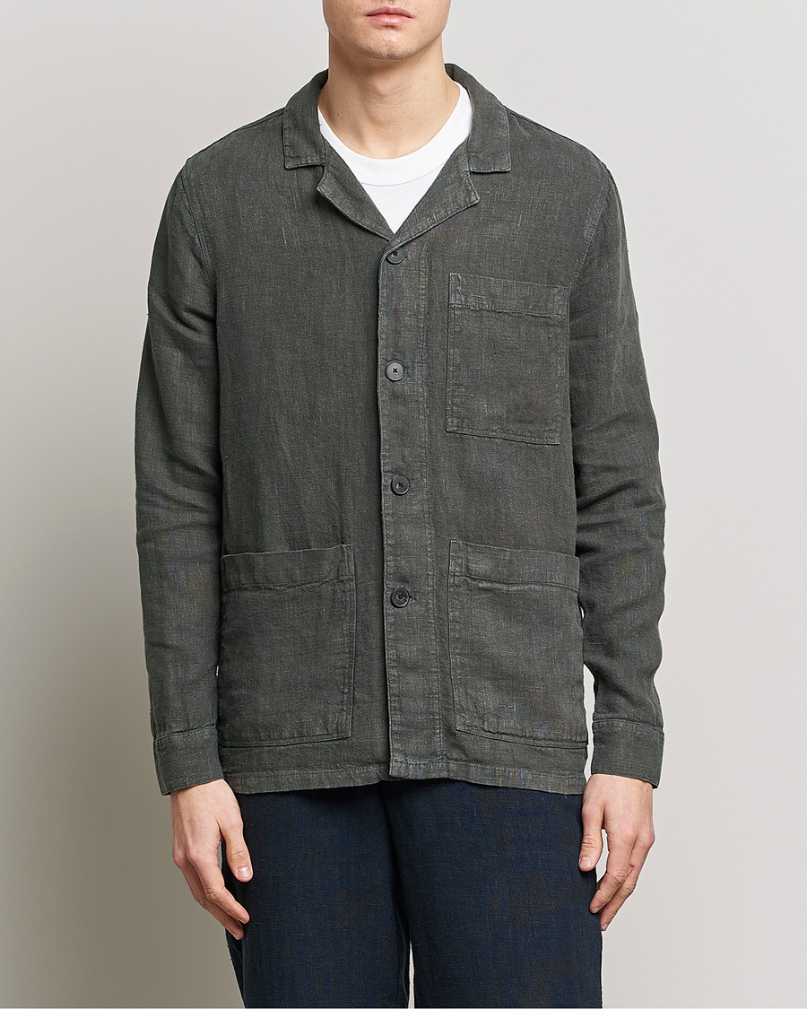 Herre | The linen lifestyle | A Day's March | Bangher Linen Overshirt Olive