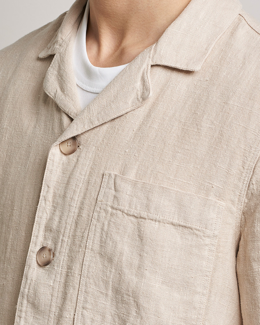 Herre | Skjorter | A Day's March | Bangher Linen Overshirt Oyster