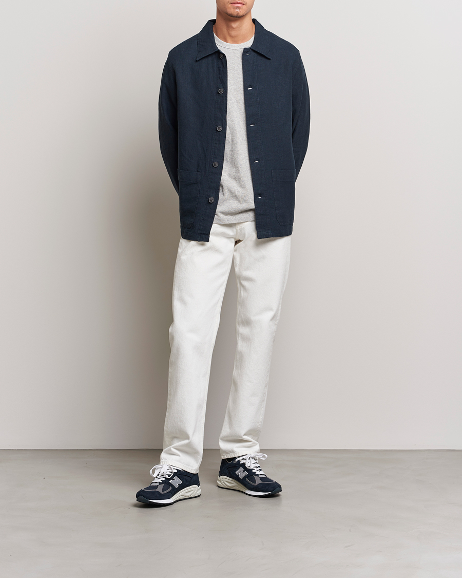 Herre | Skjorter | A Day's March | Original Linen Overshirt Navy