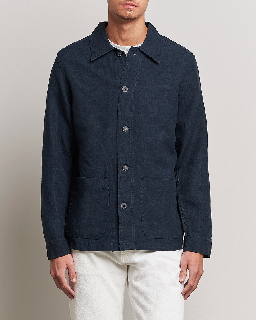 Herre | Sommer | A Day's March | Original Linen Overshirt Navy