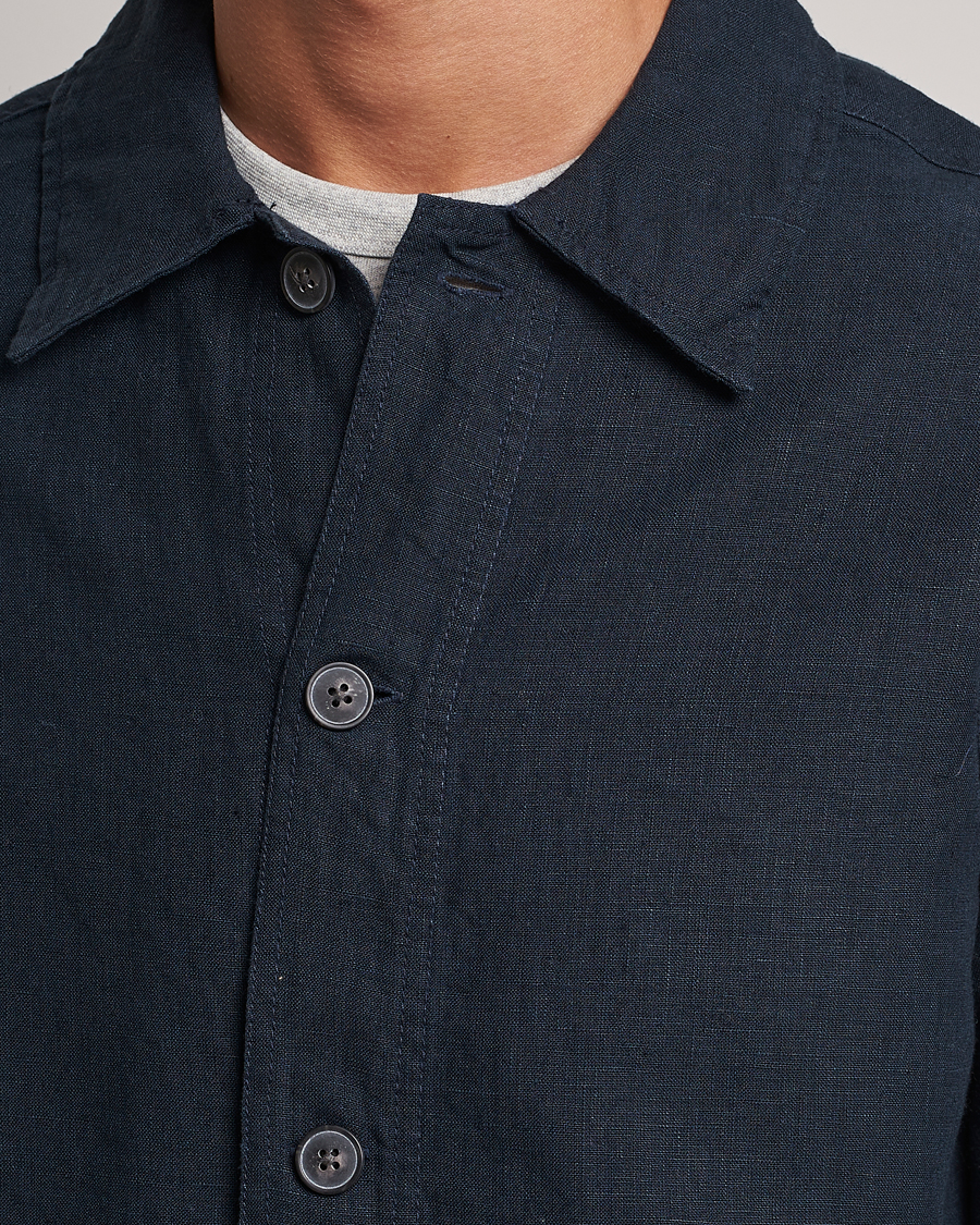 Herre | Skjorter | A Day's March | Original Linen Overshirt Navy