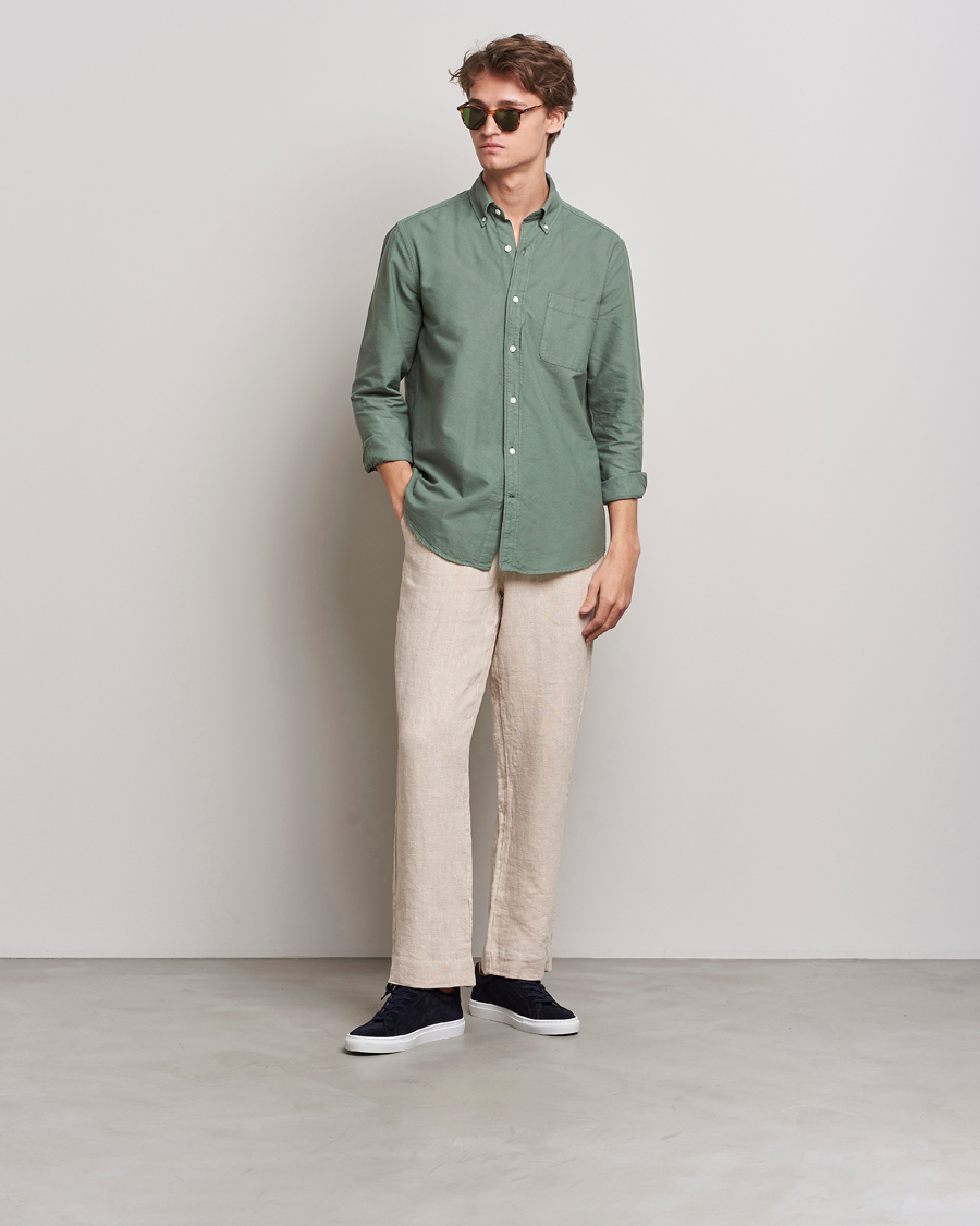 Herre | Skjorter | A Day's March | Moorgate Dyed Oxford Shirt Dusty Green