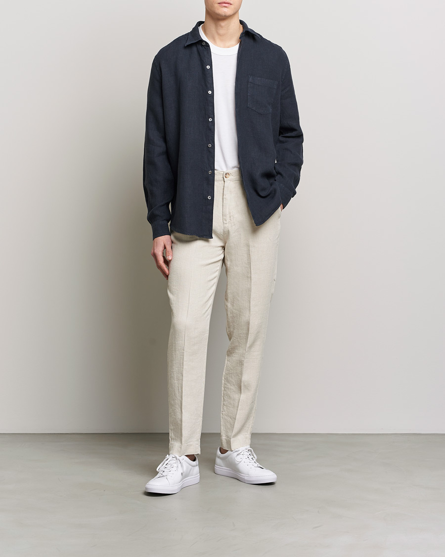 Herre | Skjorter | A Day's March | Abu Linen Shirt Dark Navy