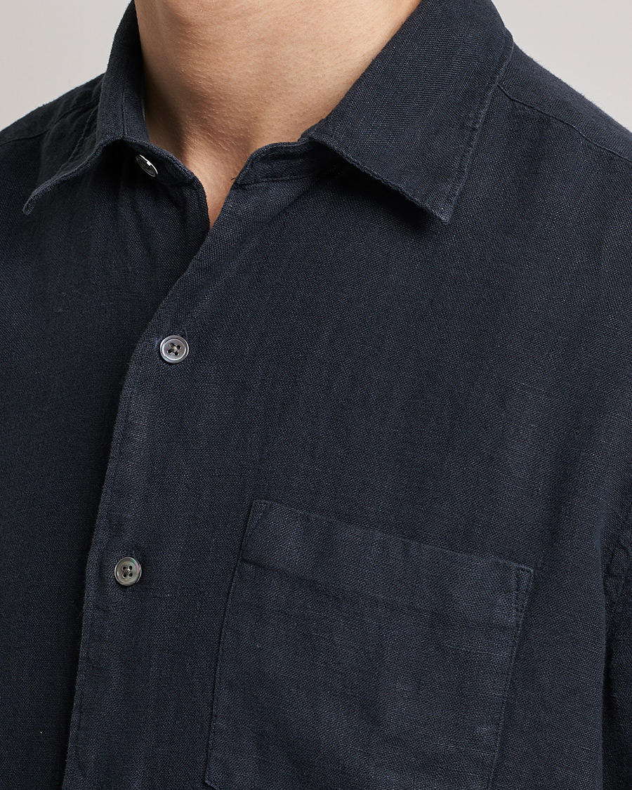 Herre | Skjorter | A Day's March | Abu Linen Shirt Dark Navy