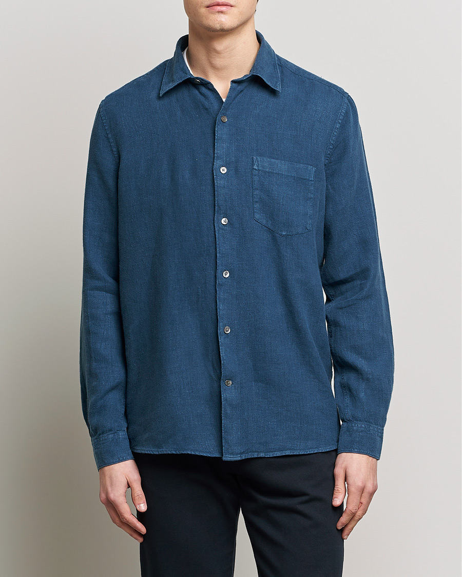 Herre | A Day's March | A Day's March | Abu Linen Shirt Indigo Blue