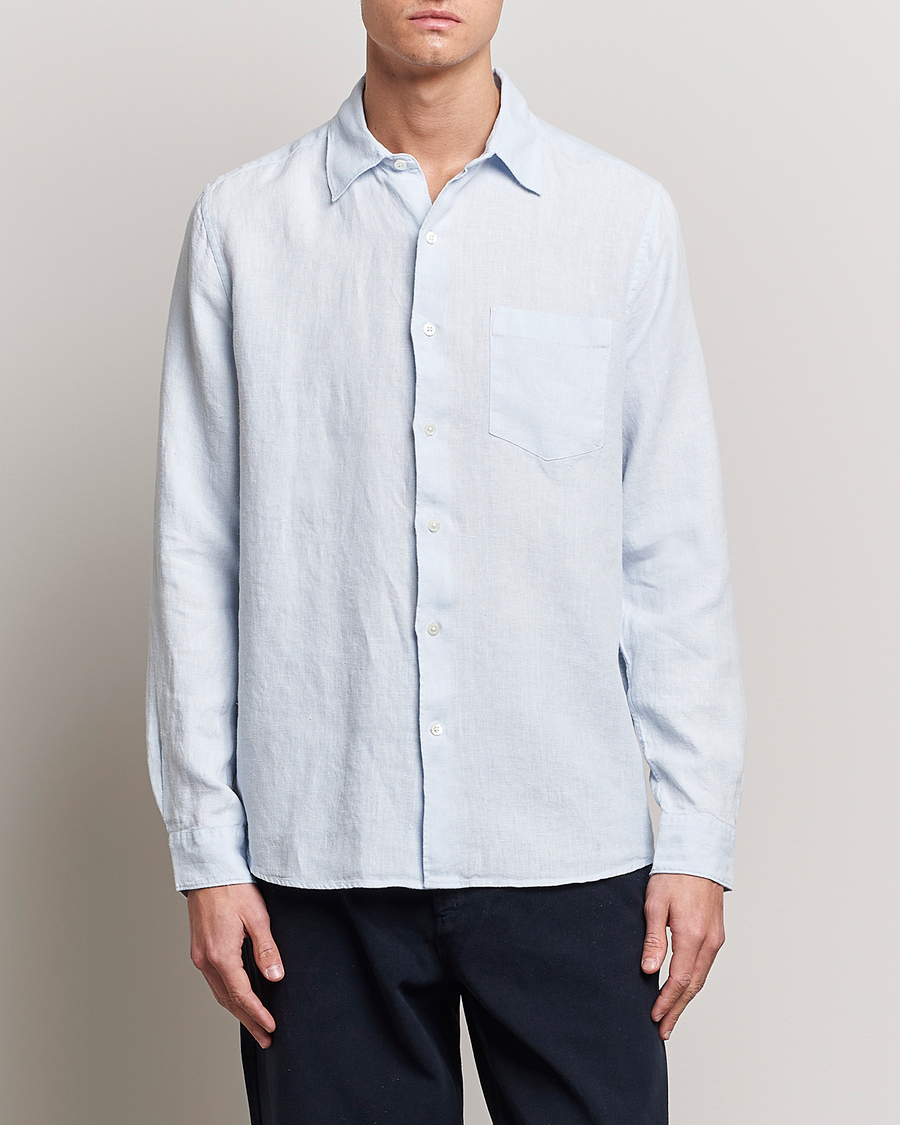 Herre | Skjorter | A Day's March | Abu Linen Shirt Light Blue