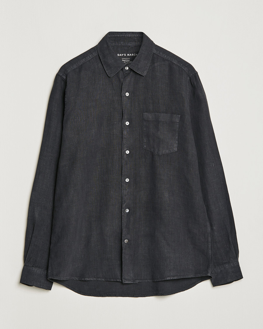 Herre | Skjorter | A Day's March | Abu Linen Shirt Off Black
