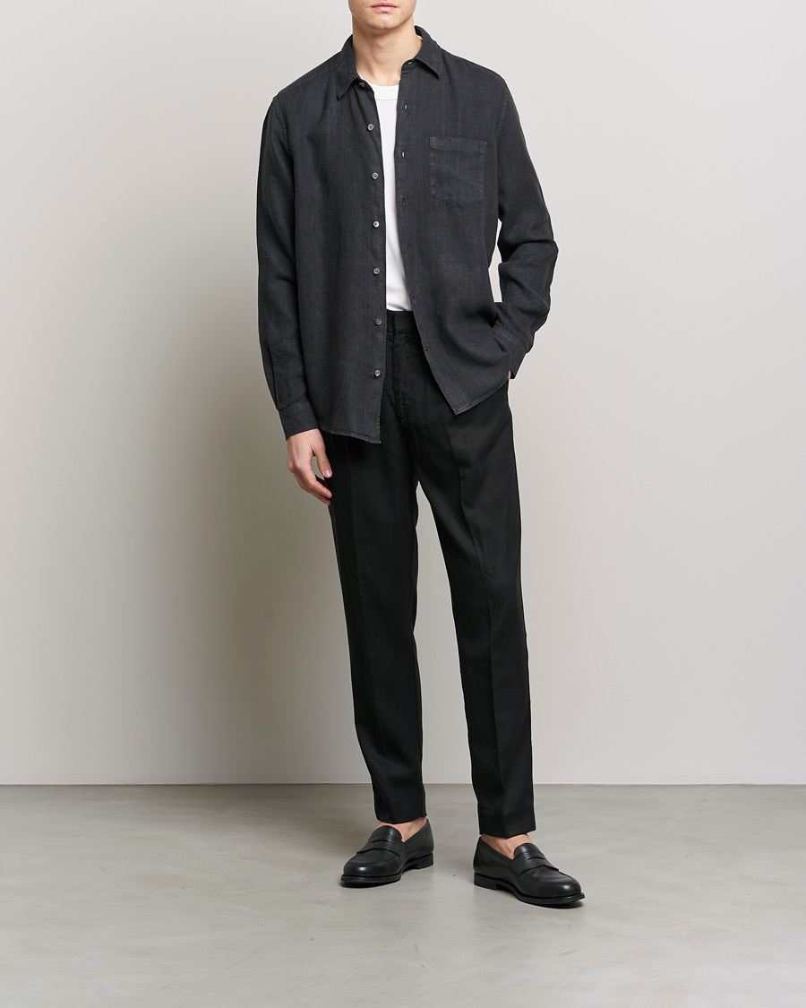 Herre | Skjorter | A Day's March | Abu Linen Shirt Off Black