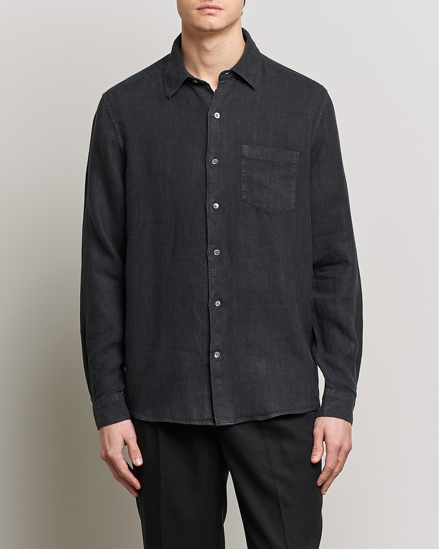 Herre | Skjorter | A Day's March | Abu Linen Shirt Off Black
