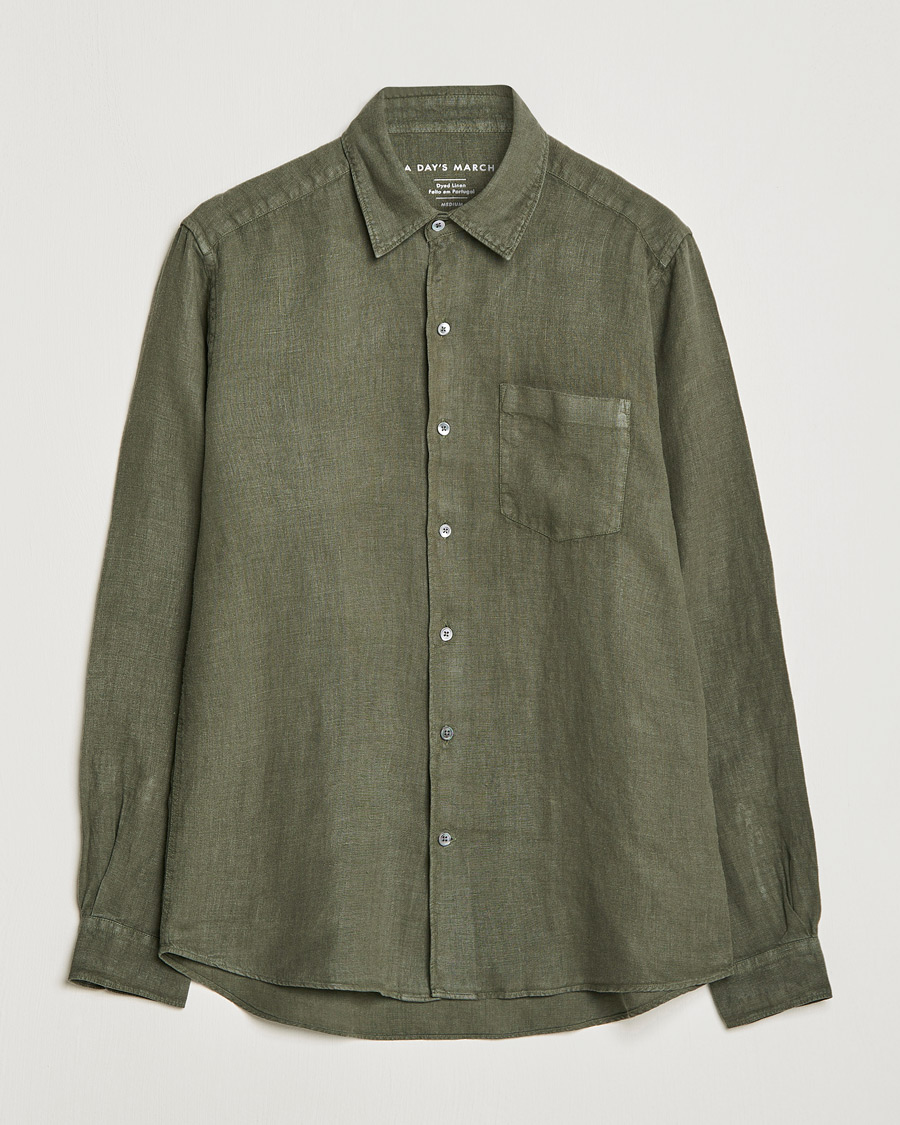 Herre | Skjorter | A Day's March | Abu Linen Shirt Seaweed