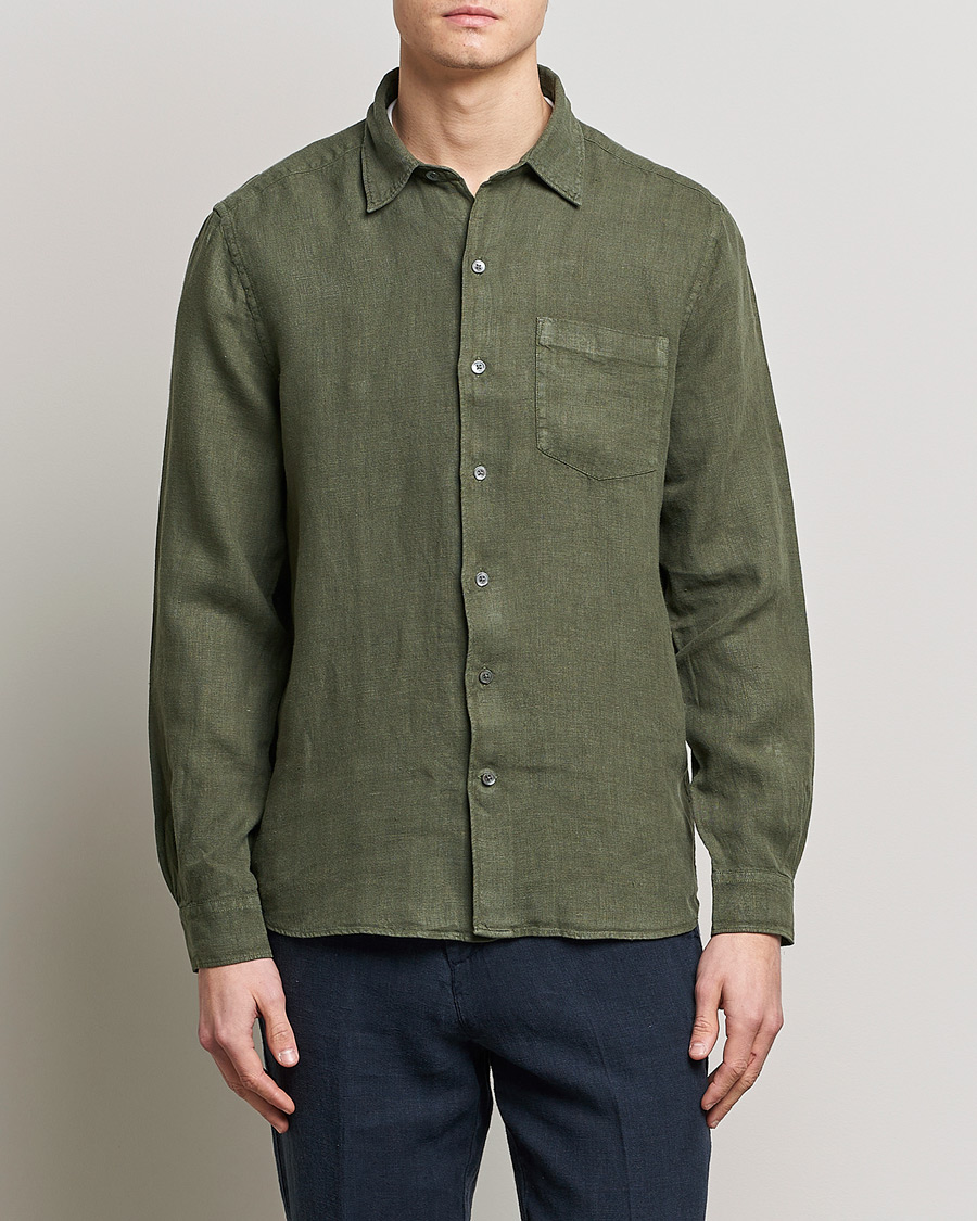 Herre | Hørskjorter | A Day's March | Abu Linen Shirt Seaweed