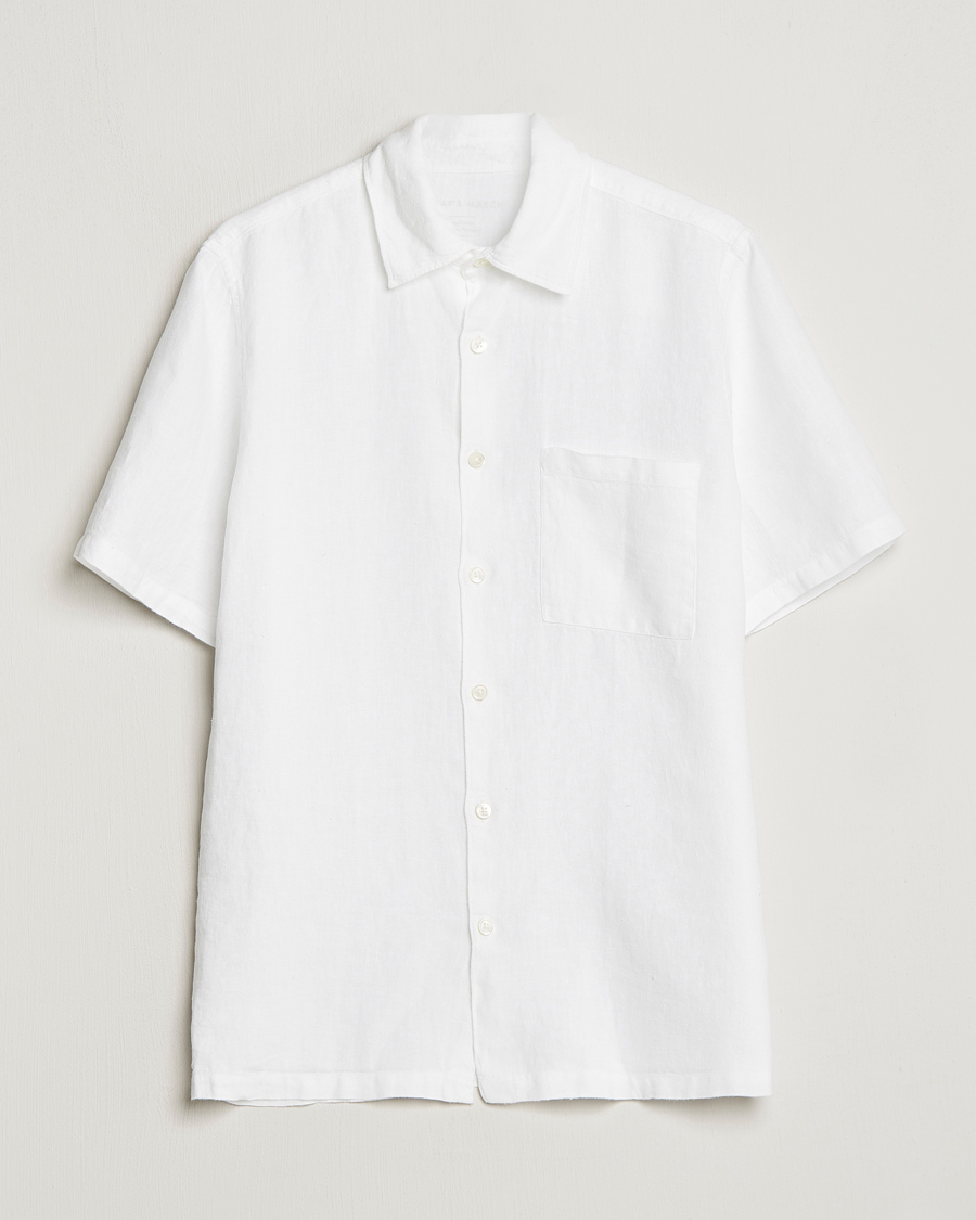 Herre | Skjorter | A Day's March | Khito Short Sleeve Linen Shirt White