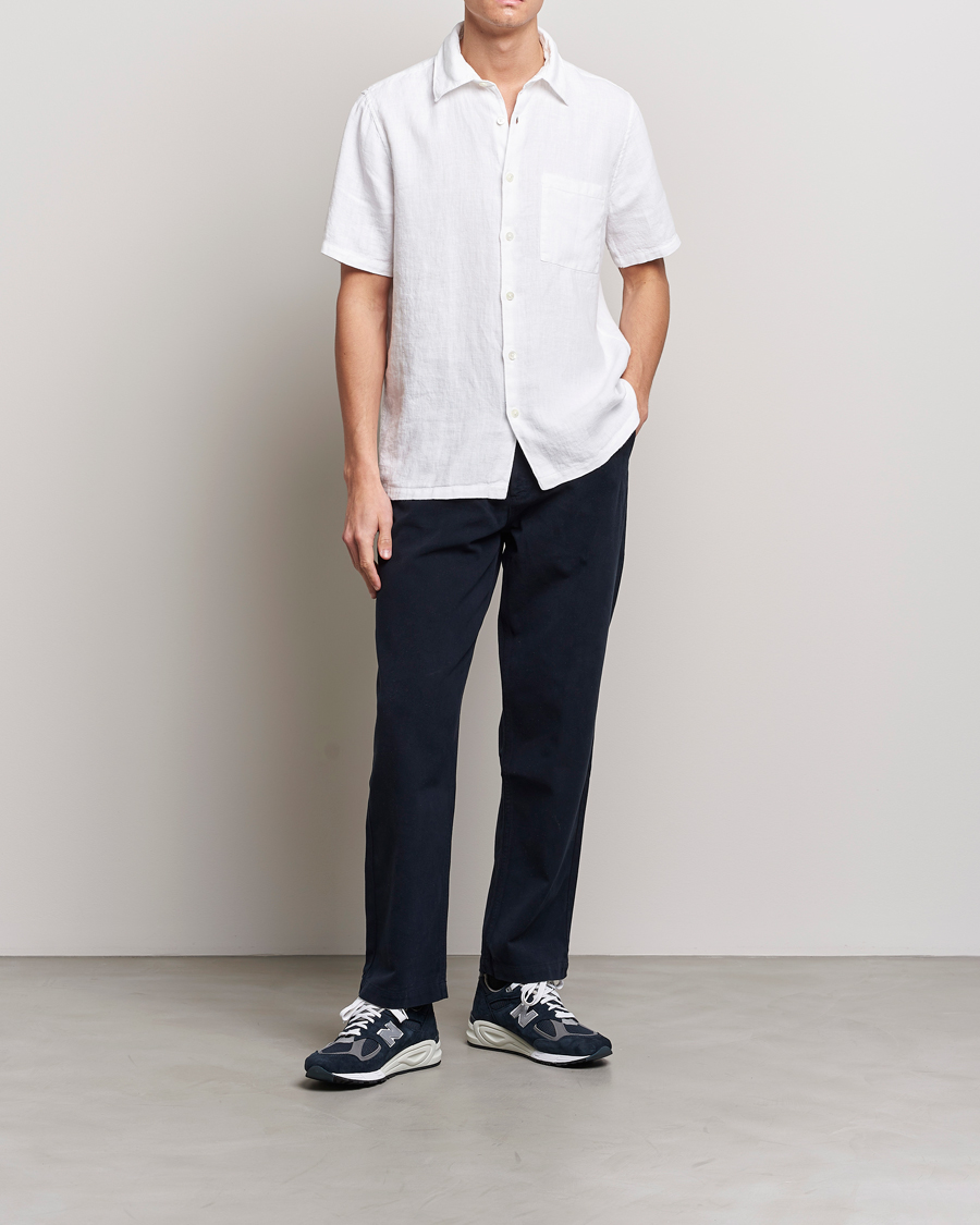 Herre | Skjorter | A Day's March | Khito Short Sleeve Linen Shirt White