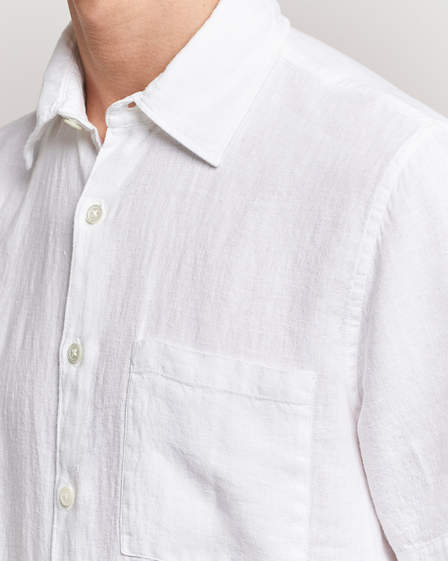 Herre | Skjorter | A Day's March | Khito Short Sleeve Linen Shirt White