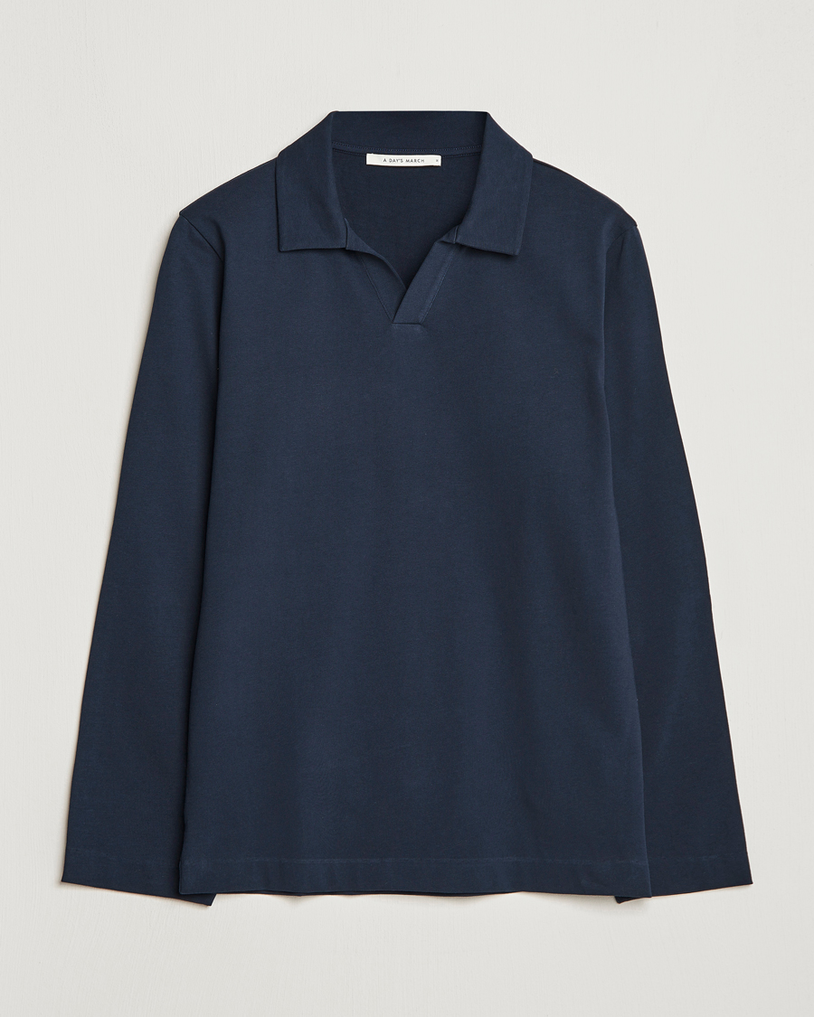 Herre | Trøjer | A Day's March | Branford Long Sleeve Jersey Polo Navy