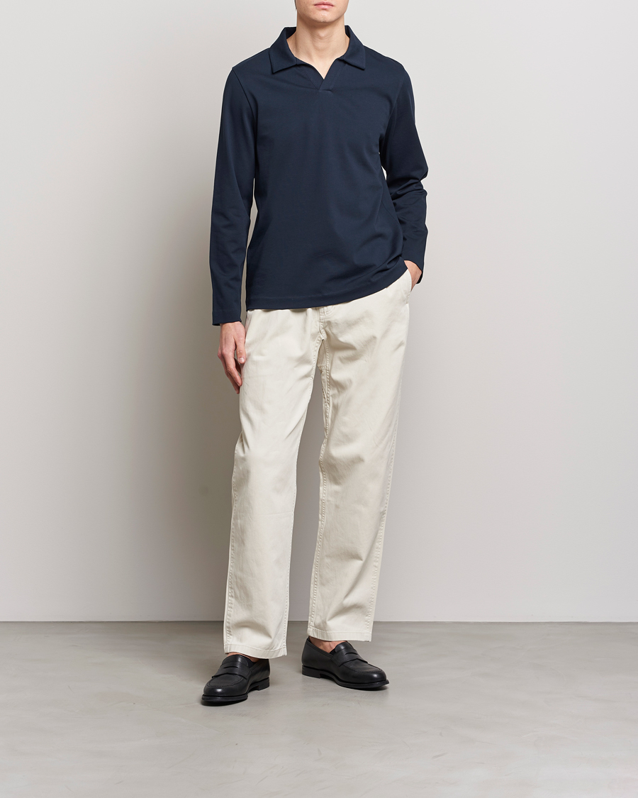 Herre | Trøjer | A Day's March | Branford Long Sleeve Jersey Polo Navy