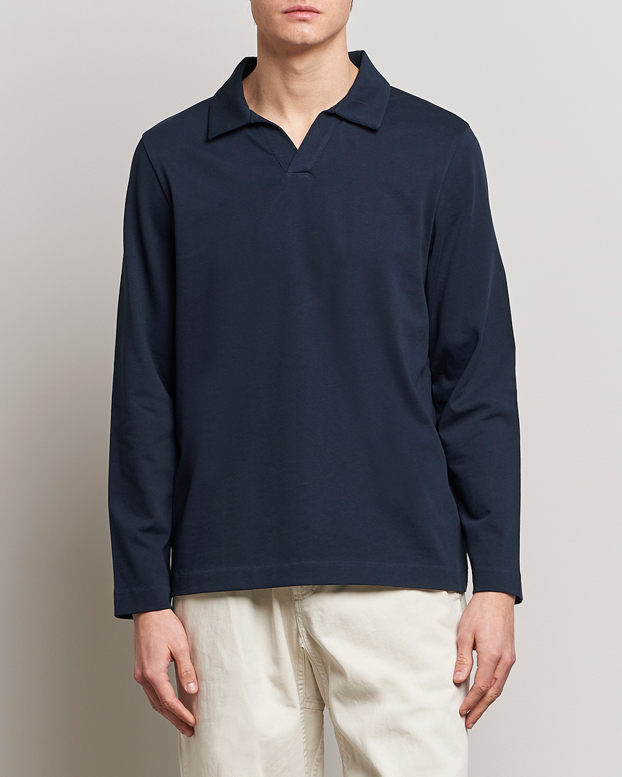 Herre | Nyheder | A Day's March | Branford Long Sleeve Jersey Polo Navy