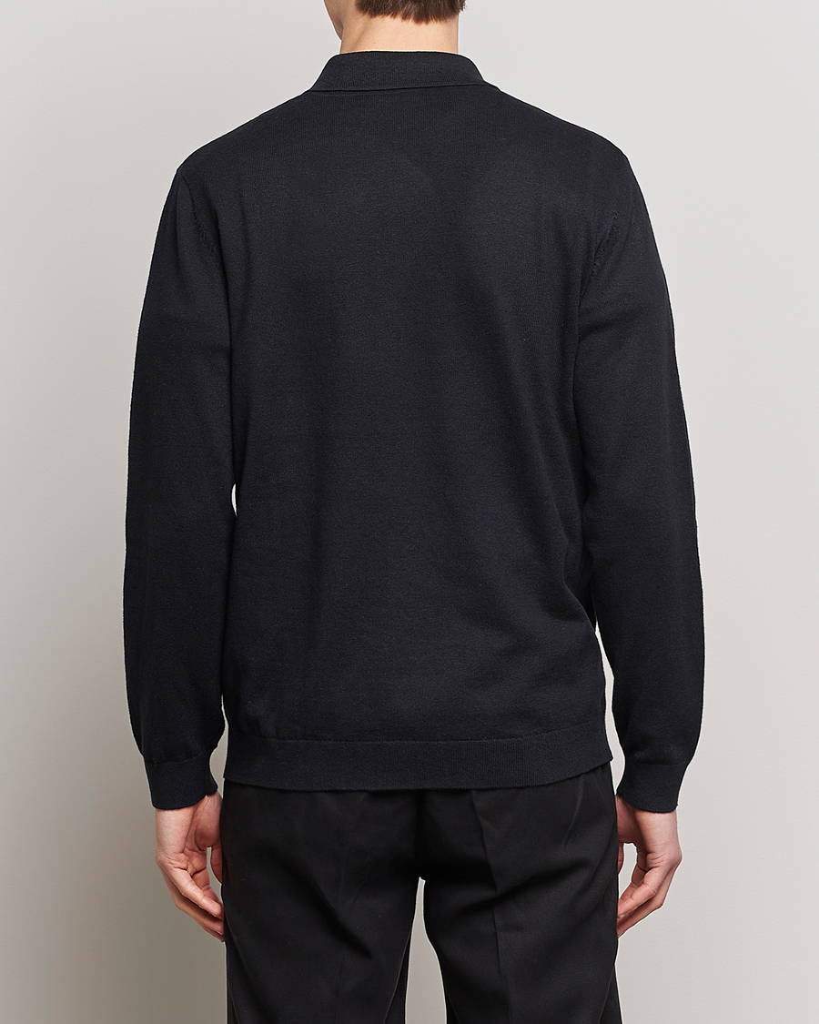 Herre | Polotrøjer | A Day's March | Manol Cotton Linen Polo Black