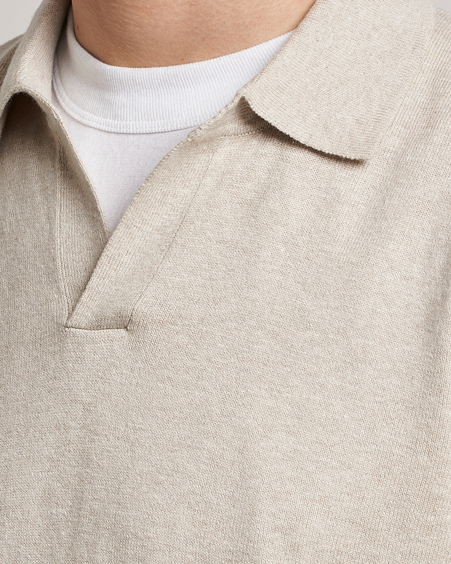 Herre | Polotrøjer | A Day's March | Manol Cotton Linen Polo Sand Melange