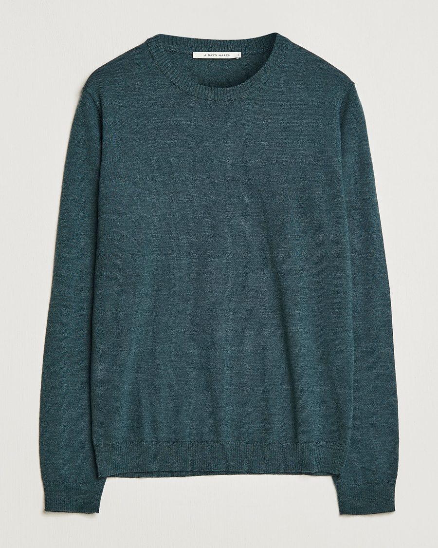 Herre | Trøjer | A Day's March | Alagon Merino Crew Pine mel