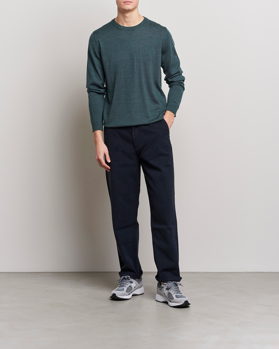 Herre | Trøjer | A Day's March | Alagon Merino Crew Pine mel