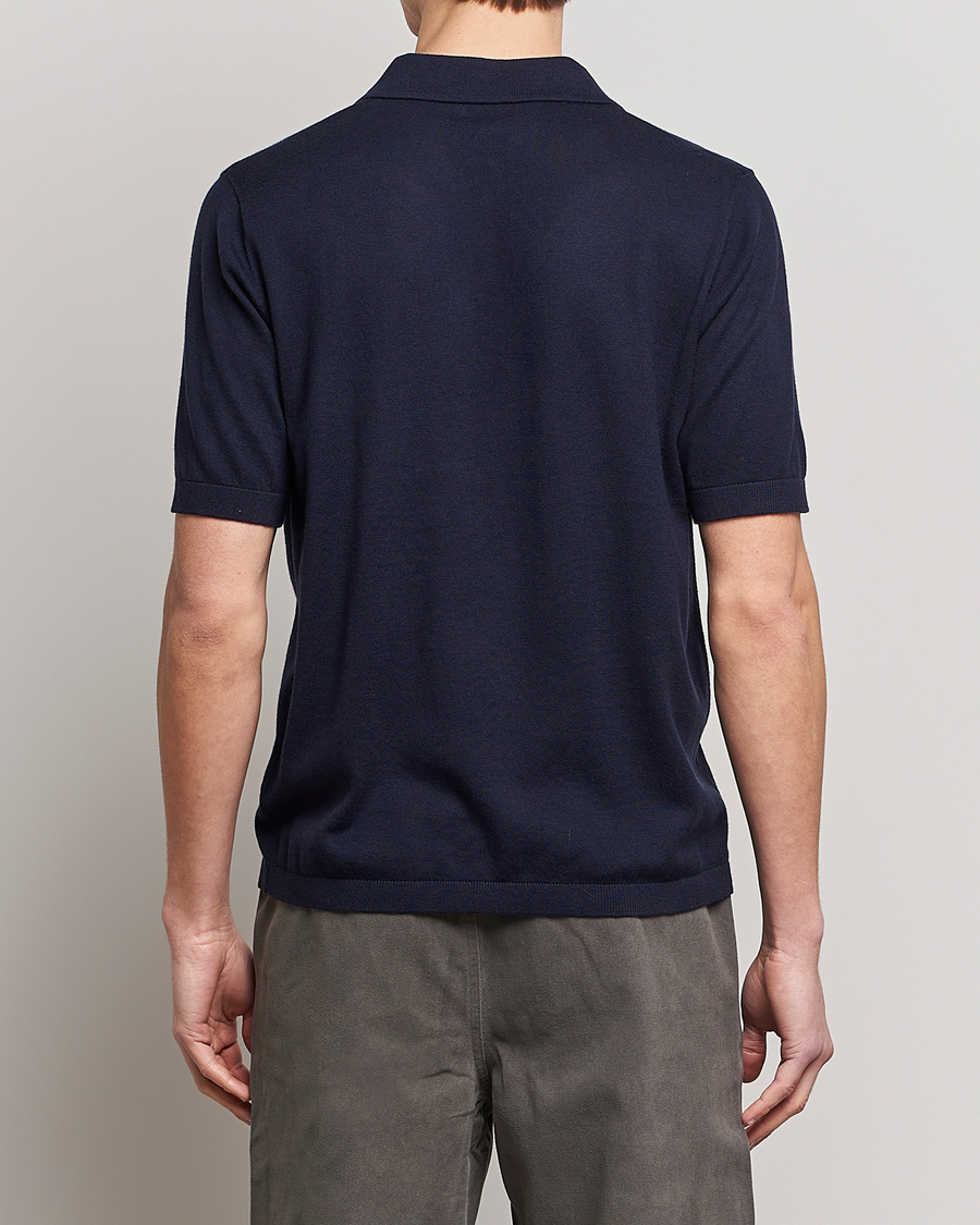 Herre | Polotrøjer | A Day's March | Ebro Open Collar Cotton/Wool Navy