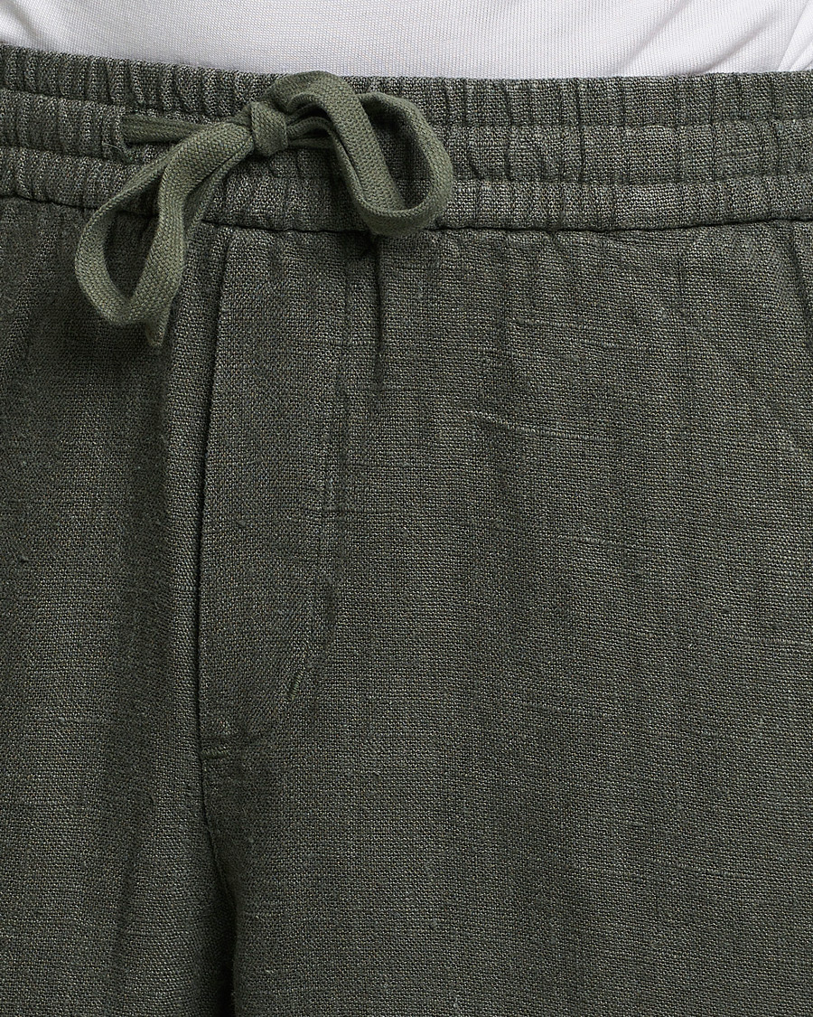 Herre | Bukser | A Day's March | Tamait Drawstring Linen Trousers Olive