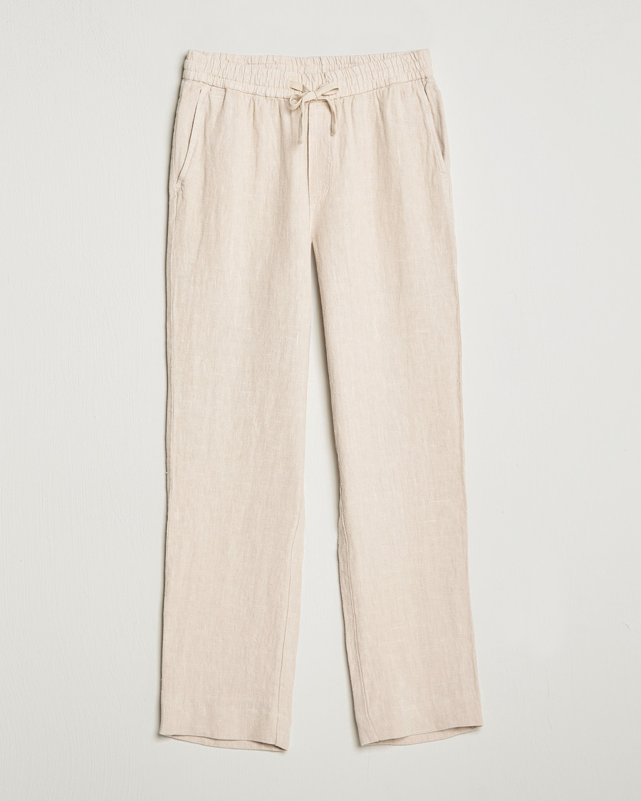 Herre | Bukser | A Day's March | Tamait Drawstring Linen Trousers Oyster