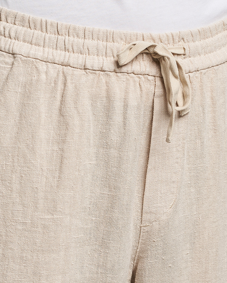 Herre | Bukser | A Day's March | Tamait Drawstring Linen Trousers Oyster