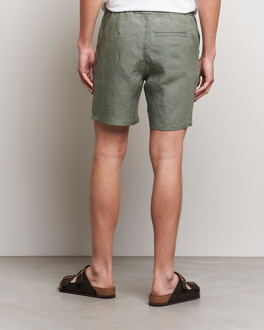 Herre | Shorts | A Day's March | Ipu Drawstring Linen Shorts Dusty Green