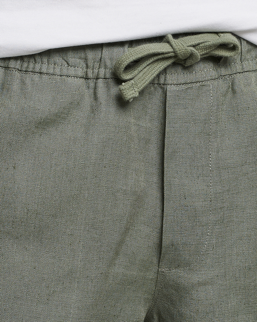 Herre | Shorts | A Day's March | Ipu Drawstring Linen Shorts Dusty Green