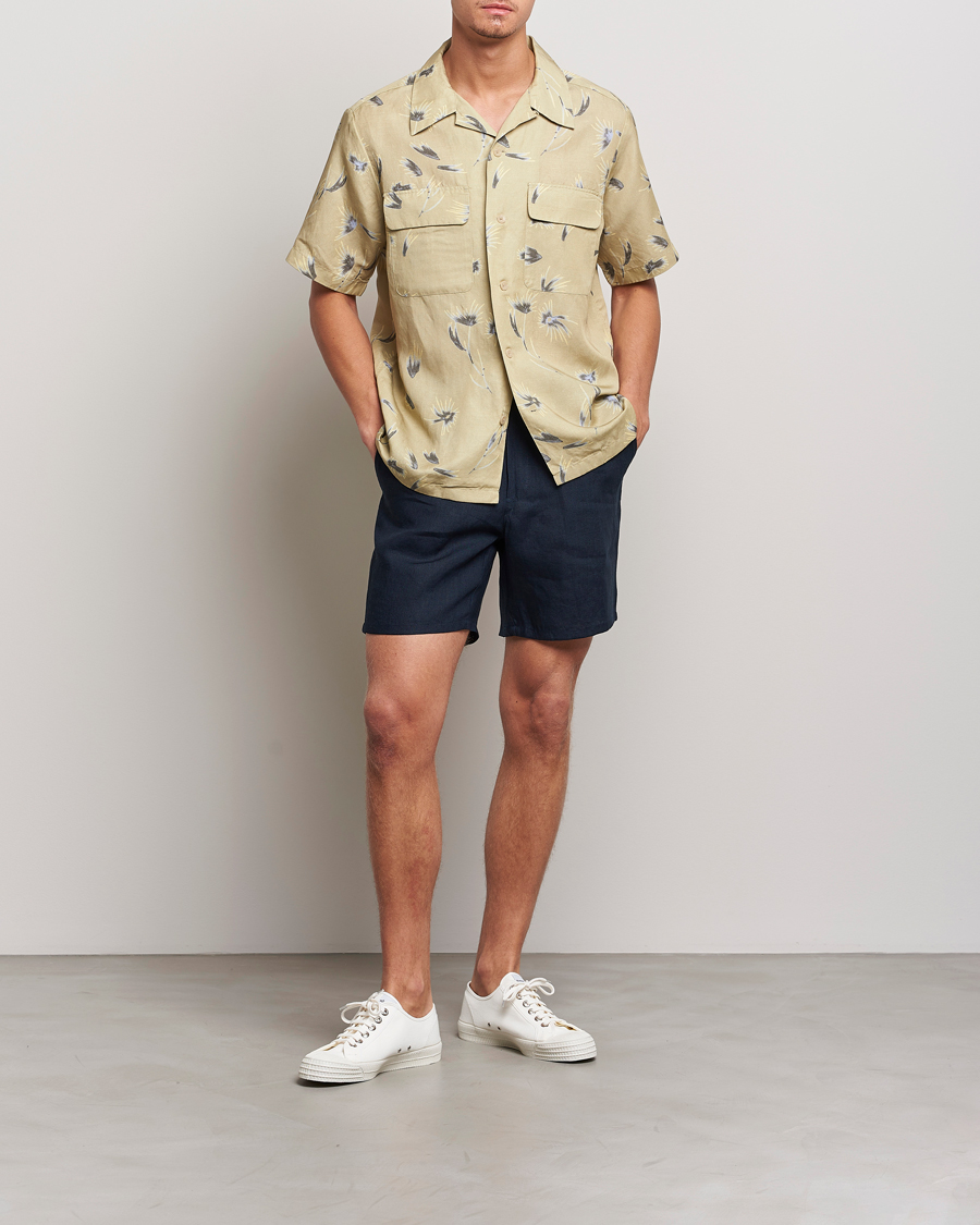 Herre | Shorts | A Day's March | Ipu Drawstring Linen Shorts Navy