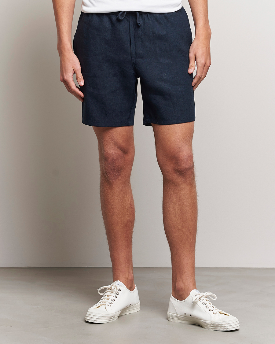 Herre | The linen lifestyle | A Day's March | Ipu Drawstring Linen Shorts Navy